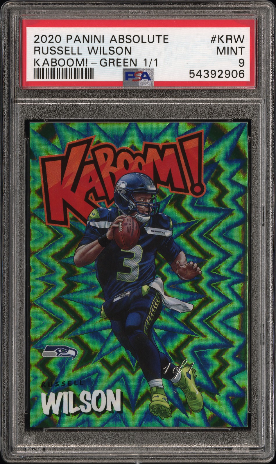 2020 Panini Absolute Football Green Russell Wilson #KRW PSA 9