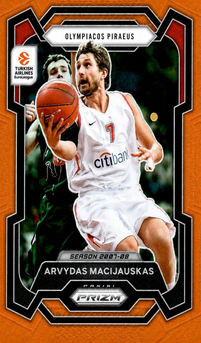 2023 Panini Prizm Turkish Airlines EuroLeague Basketball Orange Arvydas Macijauskas #190