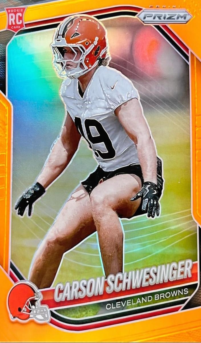 2025 Panini Prizm Football Orange Carson Schwesinger #384 PSA 10