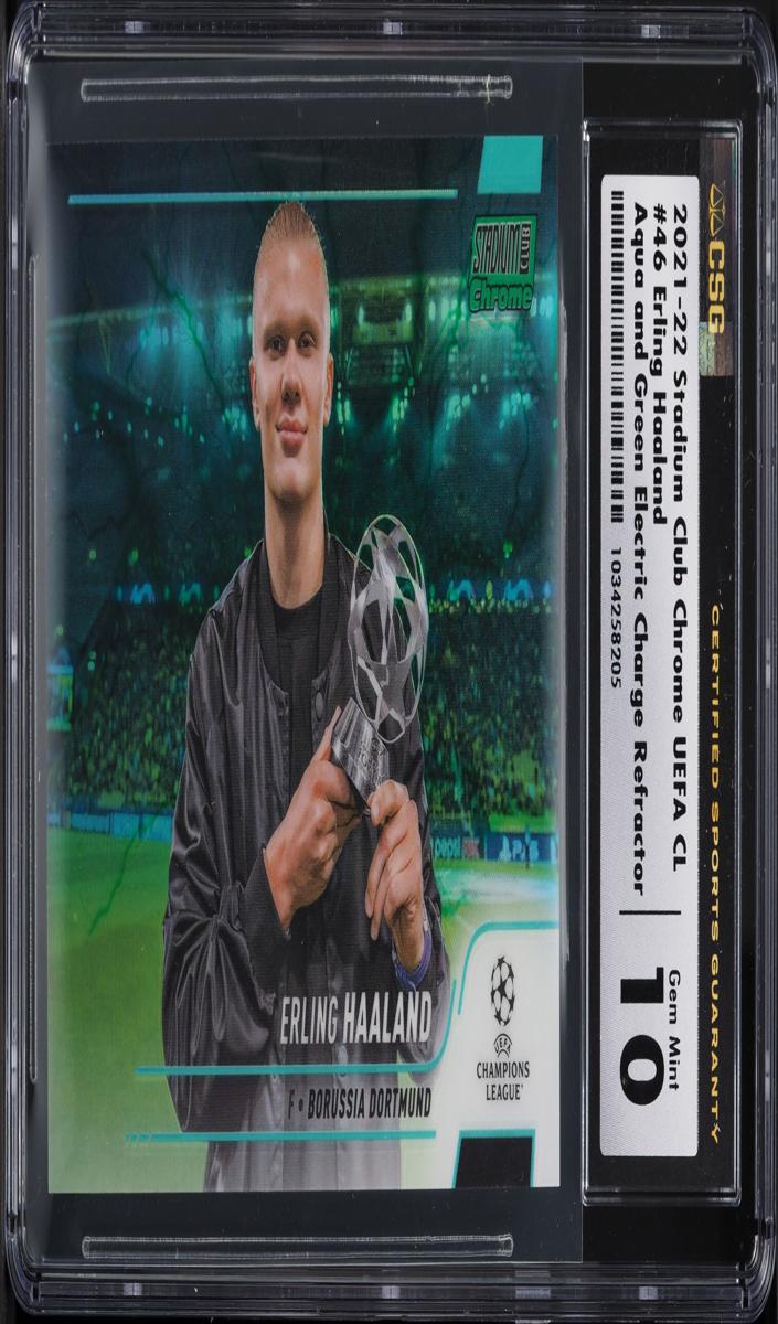 2021 Topps Stadium Club Chrome UEFA Champions League Soccer Green Erling Haaland #46