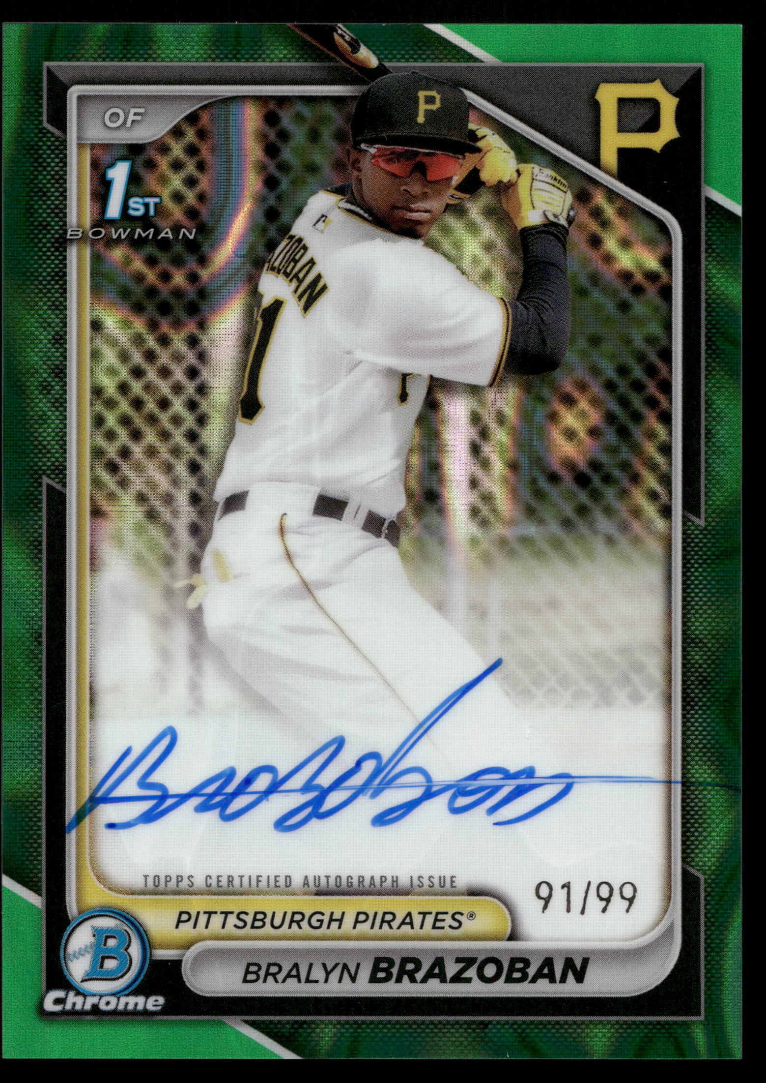 2024 Bowman Chrome Baseball Green Lava Refractor Bralyn Brazoban #CPA-BB PSA 10