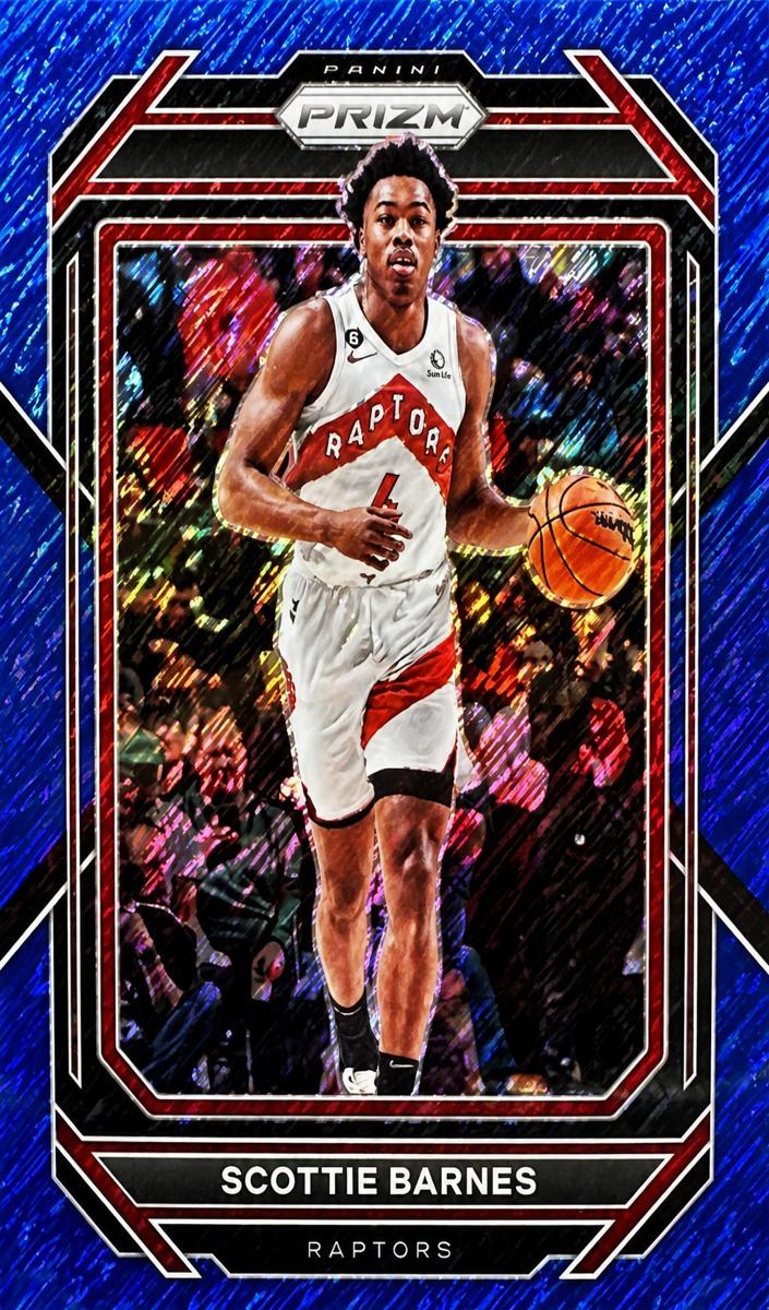 2022 Panini Prizm Basketball Blue Shimmer FOTL Scottie Barnes #25 PSA 9
