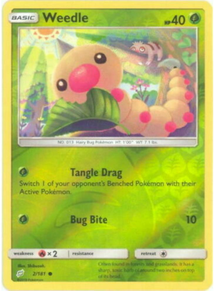 2019 Pokemon Sun & Moon Team Up Reverse Holo Weedle #2 PSA 10