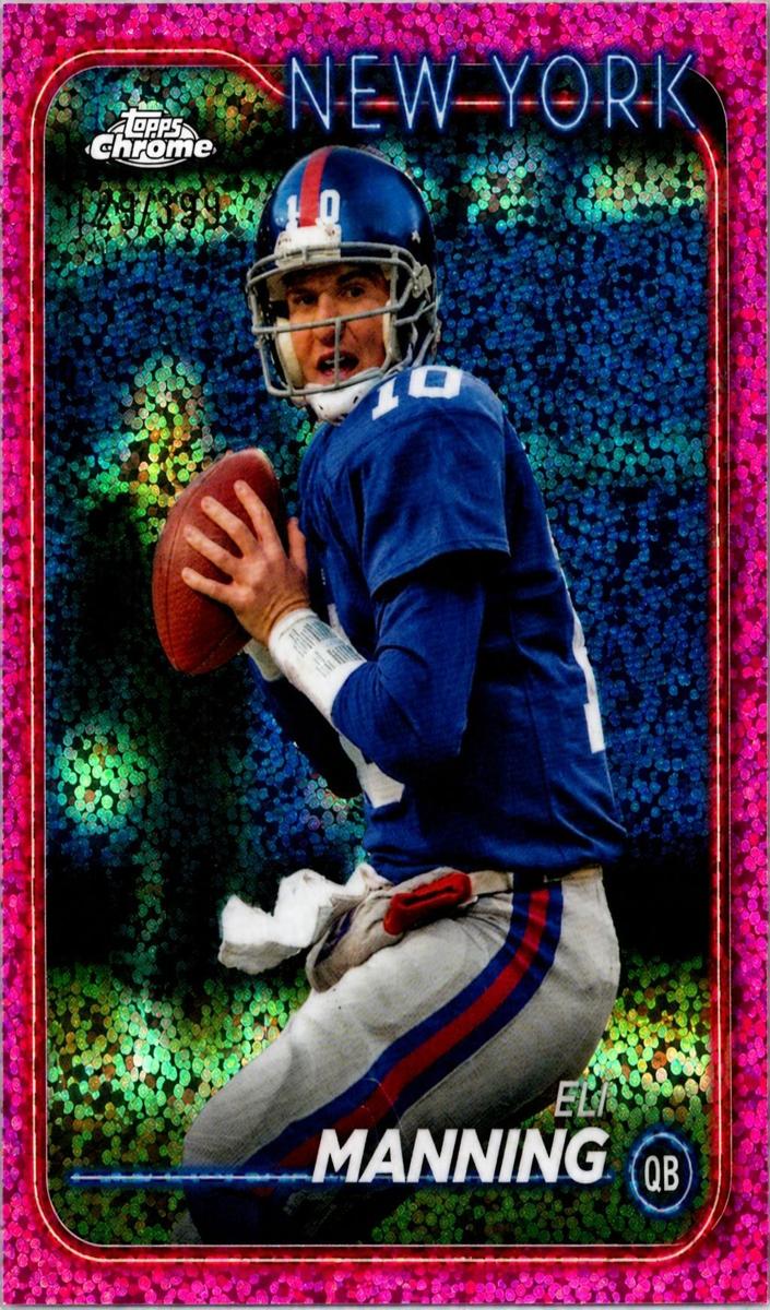 2024 Topps Chrome Football Magenta Speckle Refractor Eli Manning #138 SGC 10