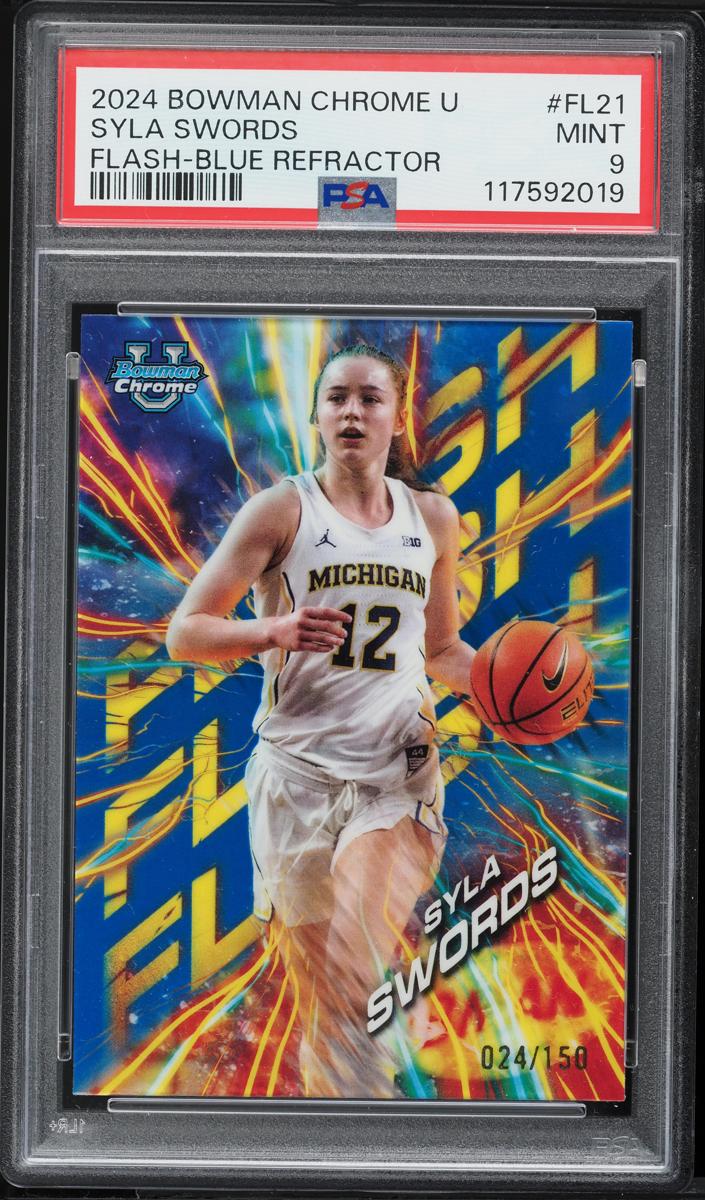 2024 Bowman Chrome University Basketball Blue Refractor Syla Swords #FL-21 PSA 9