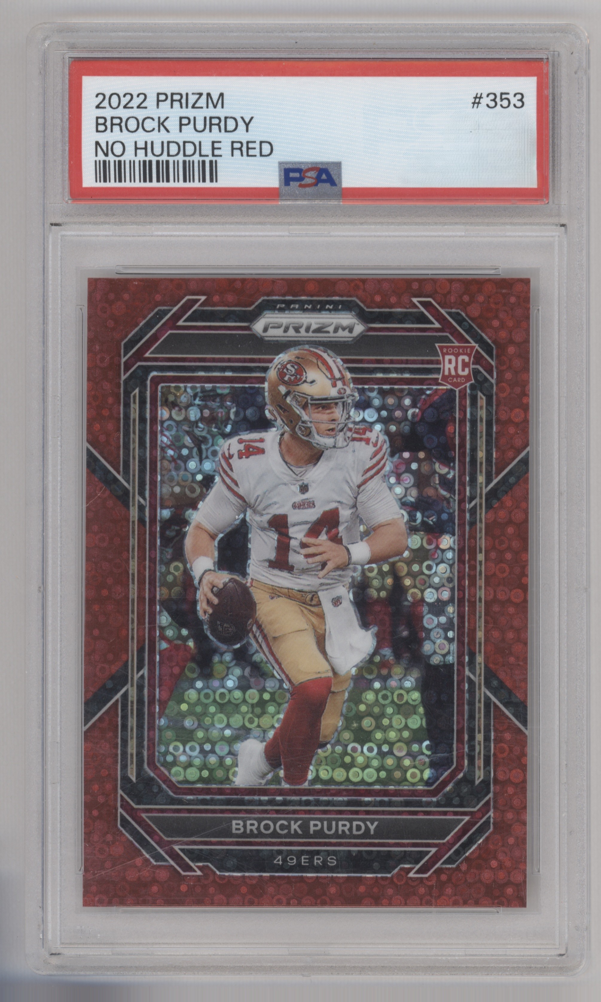 2022 Panini Prizm Football No Huddle Red Brock Purdy #353 PSA 9