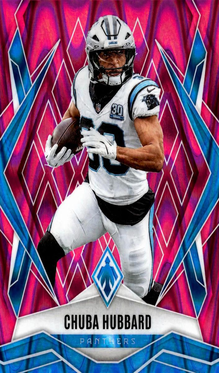 2025 Panini Phoenix Football Pink Seismic Chuba Hubbard #75