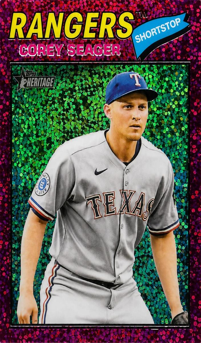 2026 Topps Heritage Baseball Burgundy Sparkle Refractor Corey Seager #302