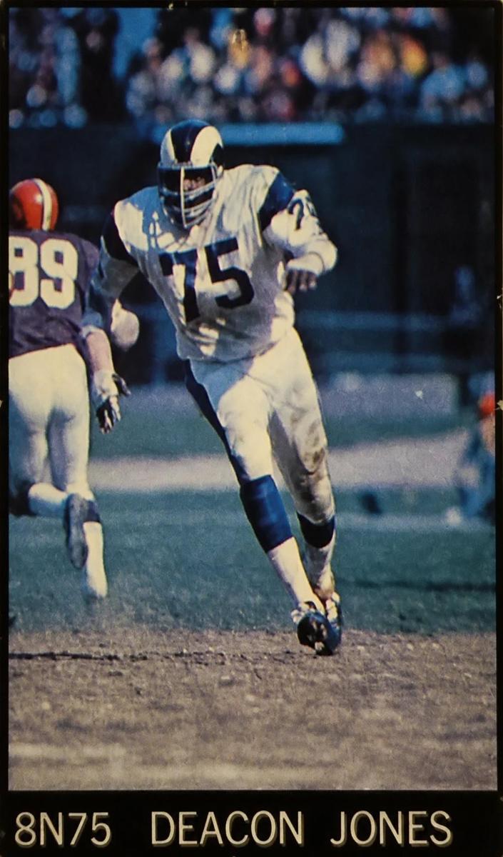 1968 Champion Corn Flakes Football Deacon Jones #8N75 PSA 2