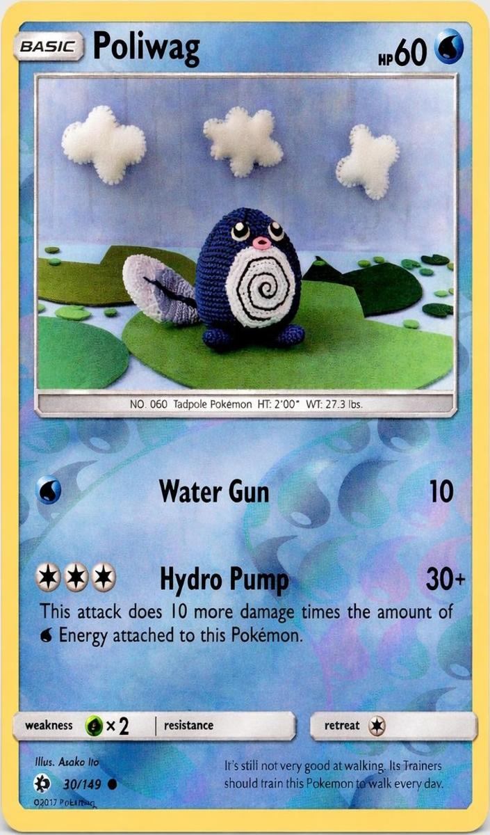 2017 Pokemon Sun & Moon Reverse Holo Poliwag #30 PSA 9