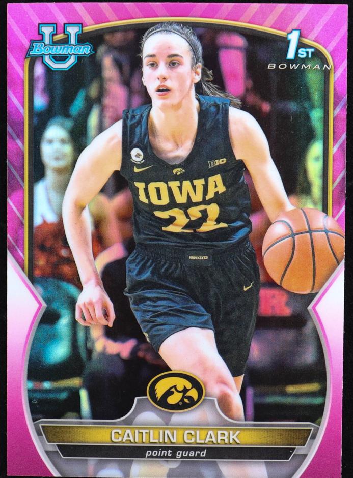 2022 Bowman Chrome University Basketball Pink Refractor Caitlin Clark #50 PSA 10