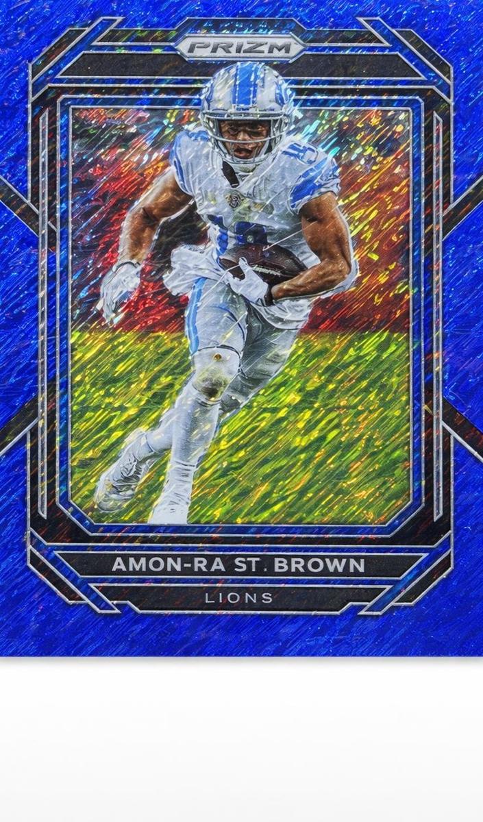 2022 Panini Prizm Football Blue Shimmer Amon-Ra St. Brown #98