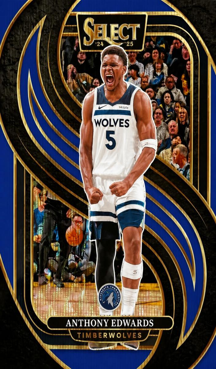 2024 Panini Select Basketball Blue Wave Anthony Edwards #130