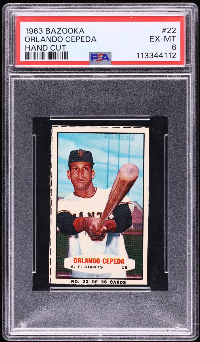 1963 Bazooka Baseball Hand Cut Orlando Cepeda #22 PSA AUTH