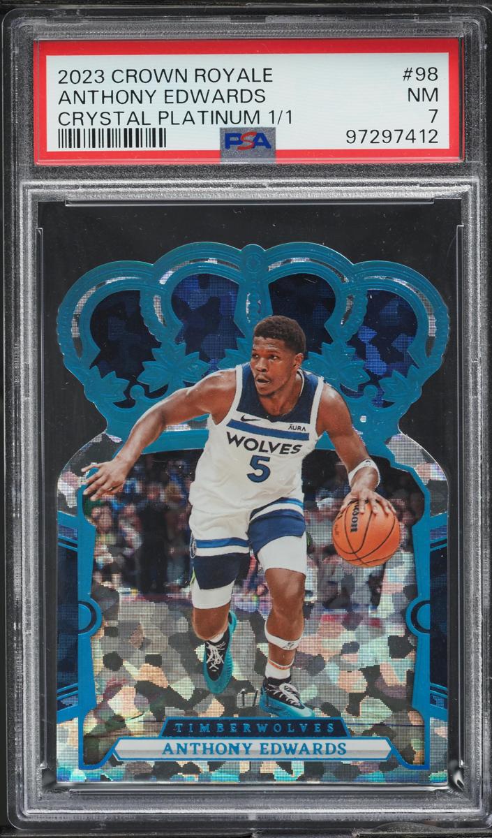 2023 Panini Crown Royale Basketball Crystal Platinum Anthony Edwards #98 PSA 6.5
