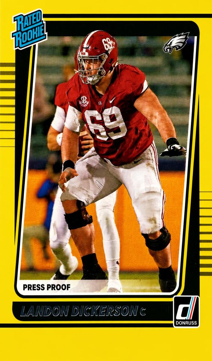 2021 Panini Donruss Football Press Proof Yellow Landon Dickerson #305