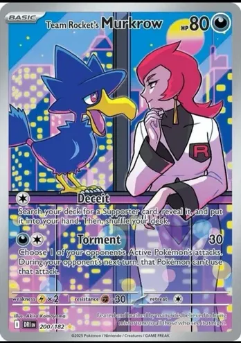 2025 Pokemon Scarlet & Violet Destined Rivals Team Rocket's Murkrow #200 PSA 10