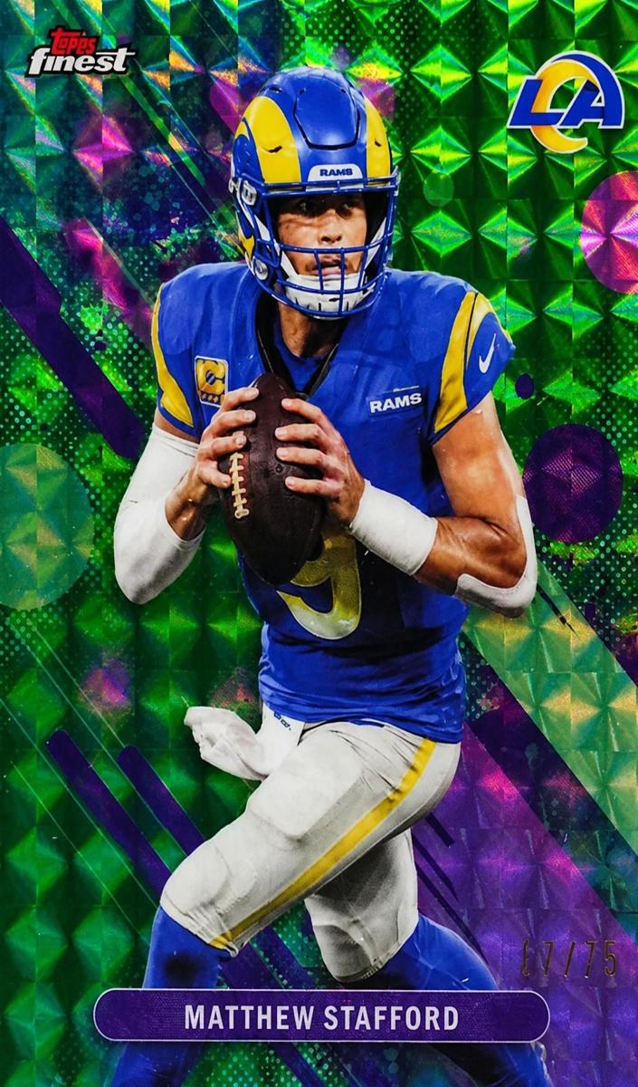 2025 Topps Finest Football Green Geometric Matthew Stafford #60