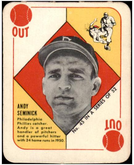1951 Topps Red Backs Baseball Andy Seminick #45