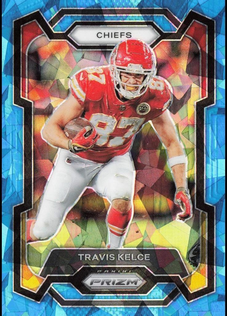 2023 Panini Prizm Football Blue Ice Travis Kelce #151 PSA 10