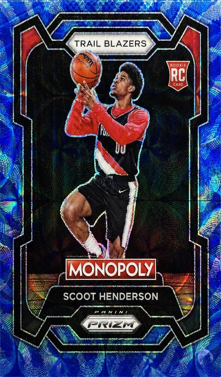 2023 Panini Prizm Monopoly Basketball Tiger Stripe Boardwalk Blue Scoot Henderson #75 PSA 10