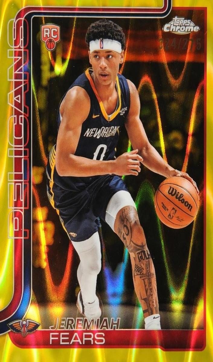 2025 Topps Chrome Basketball RayWave Yellow Refractor Jeremiah Fears #257 PSA 9