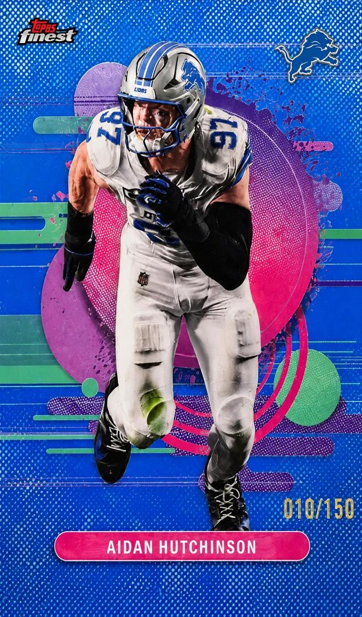 2025 Topps Finest Football Blue Refractor Aidan Hutchinson #186