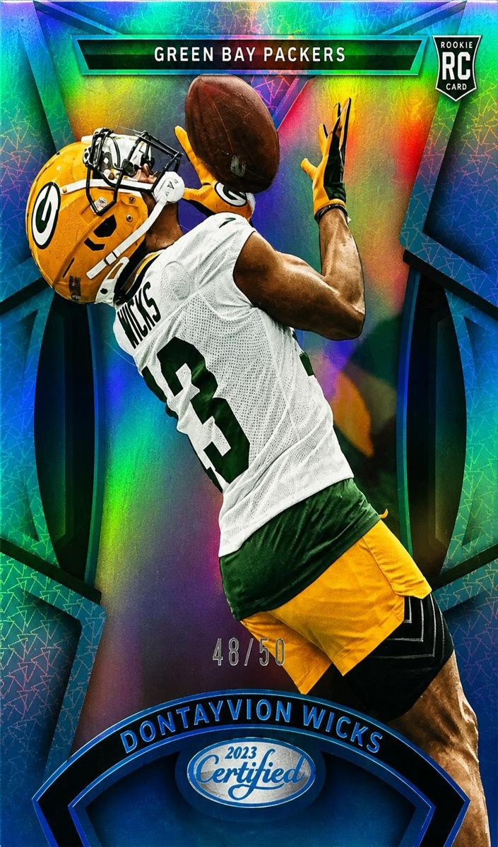 2023 Panini Spectra Football Neon Blue Die Cut Dontayvion Wicks #181