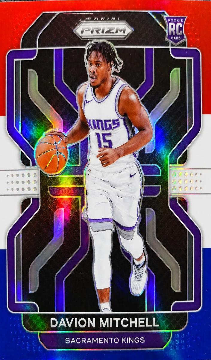 2021 Panini Prizm Basketball Prizms Red White Blue Davion Mitchell #312 PSA 9