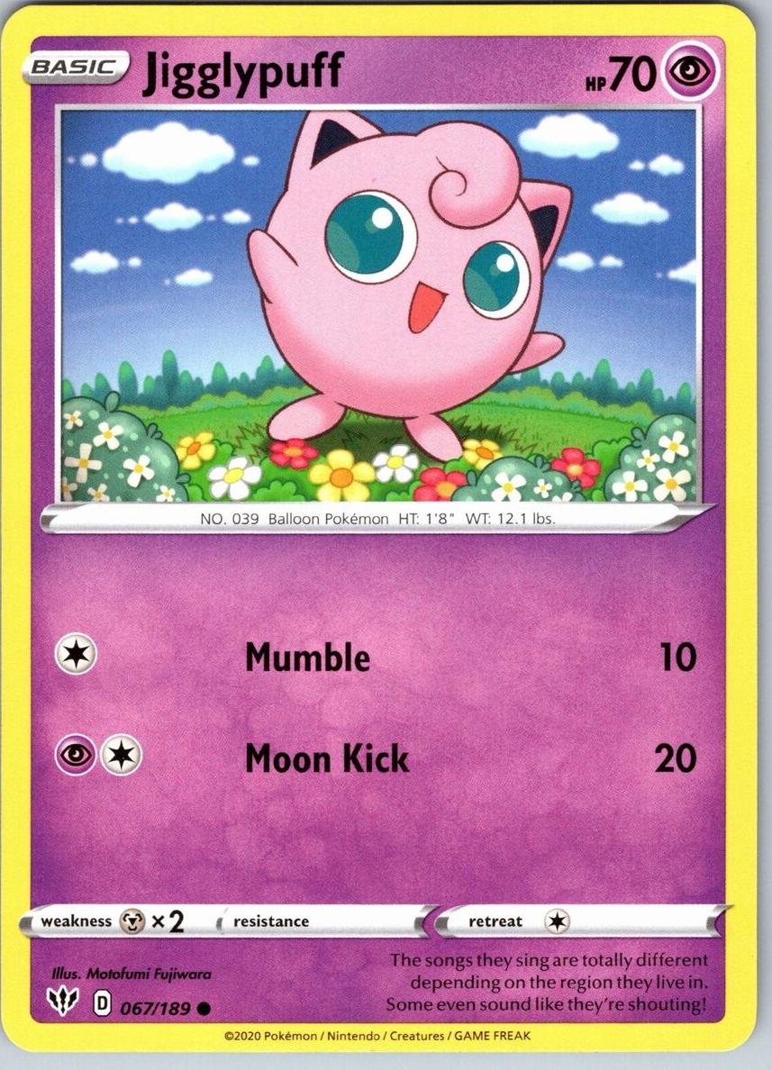 2020 Pokemon Sword & Shield Darkness Ablaze Jigglypuff #67