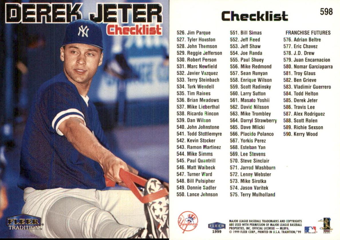 1999 Fleer Tradition Baseball Derek Jeter #598 PSA 10