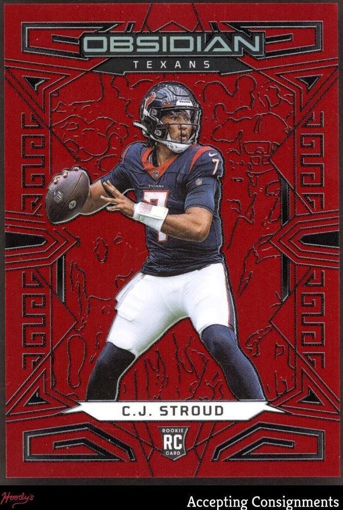 2023 Panini Obsidian Football Asia Electric Etch Red Flood C.J. Stroud #140 PSA 9