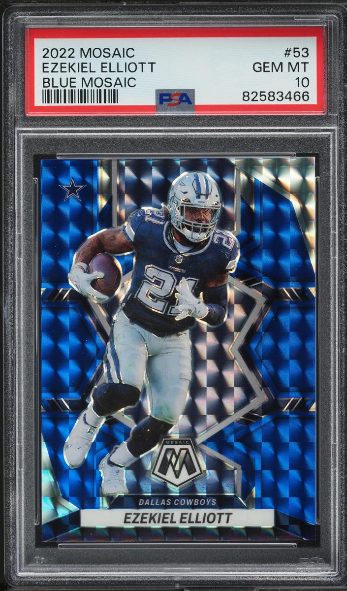 2022 Panini Mosaic Football Blue Ezekiel Elliott #53 PSA 9