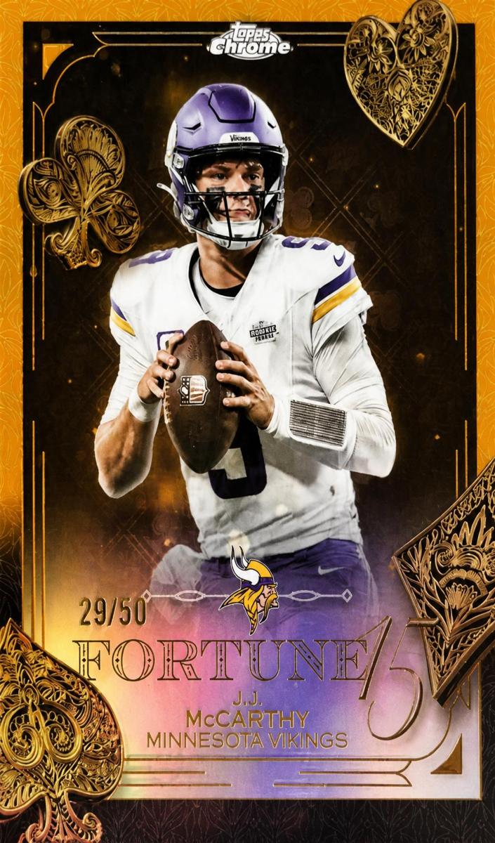 2025 Topps Chrome Football Gold Refractor J.J. McCarthy #F15-18