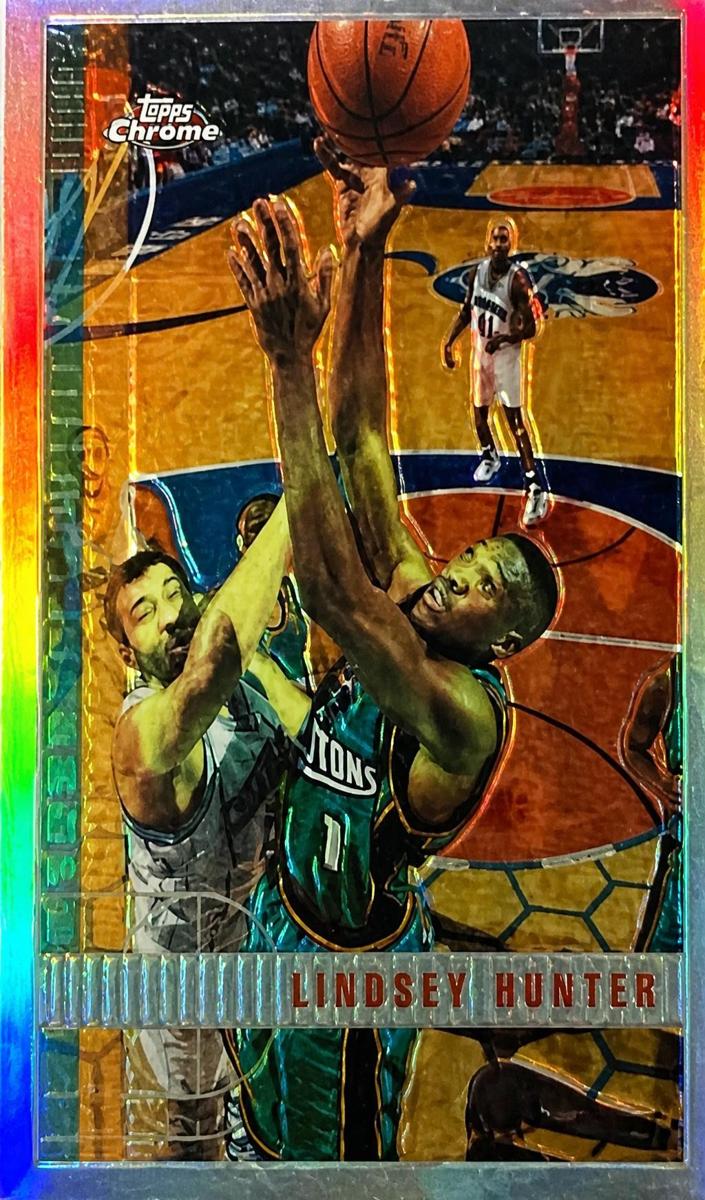1997 Topps Chrome Basketball Refractor Lindsey Hunter #72
