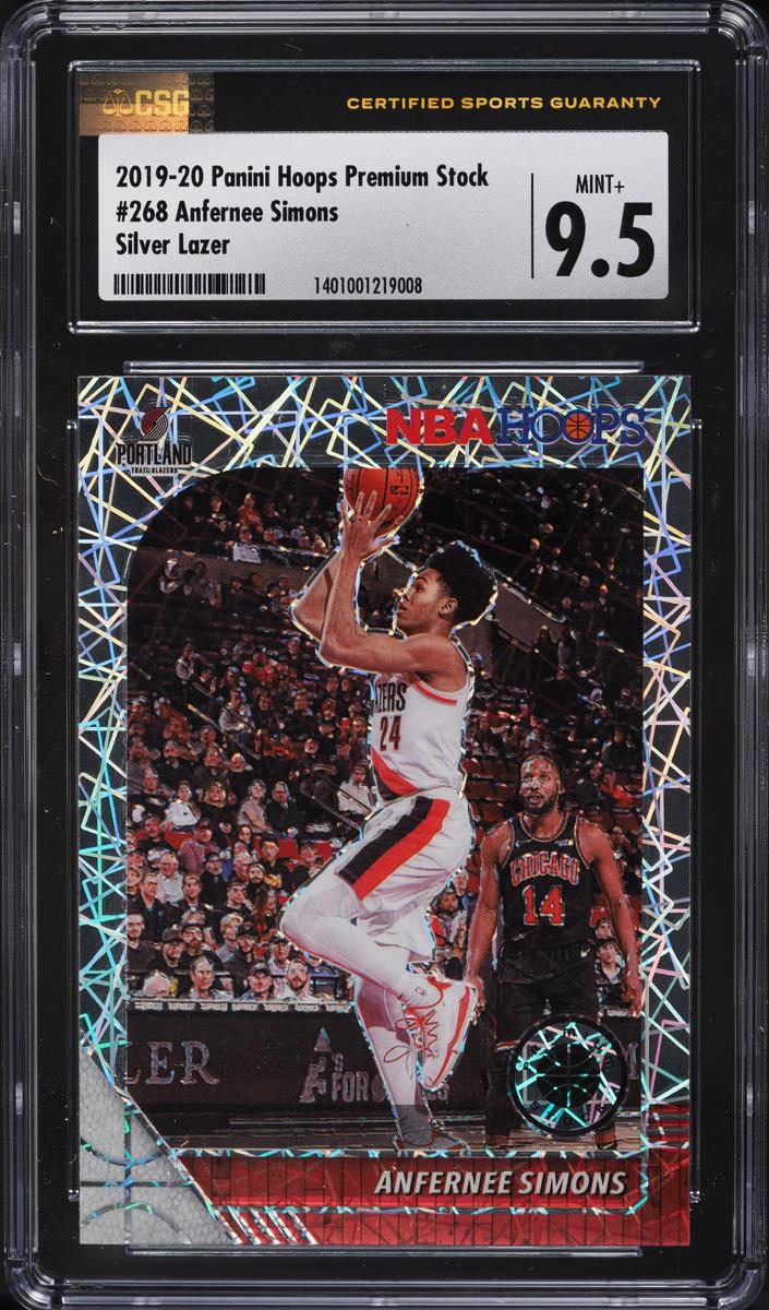 2019 Panini Hoops Premium Stock Basketball Silver Laser Anfernee Simons #268 CSG 9