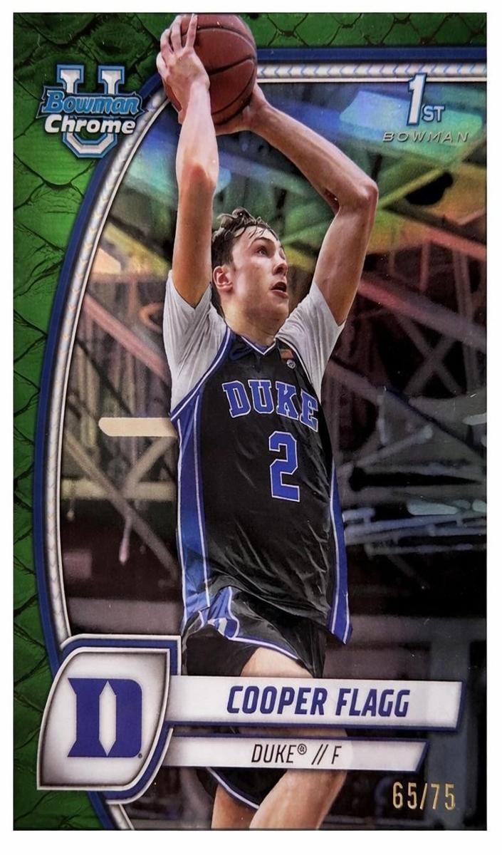 2024 Bowman Chrome University Basketball Reptilian Green Refractor Cooper Flagg #16 PSA 10