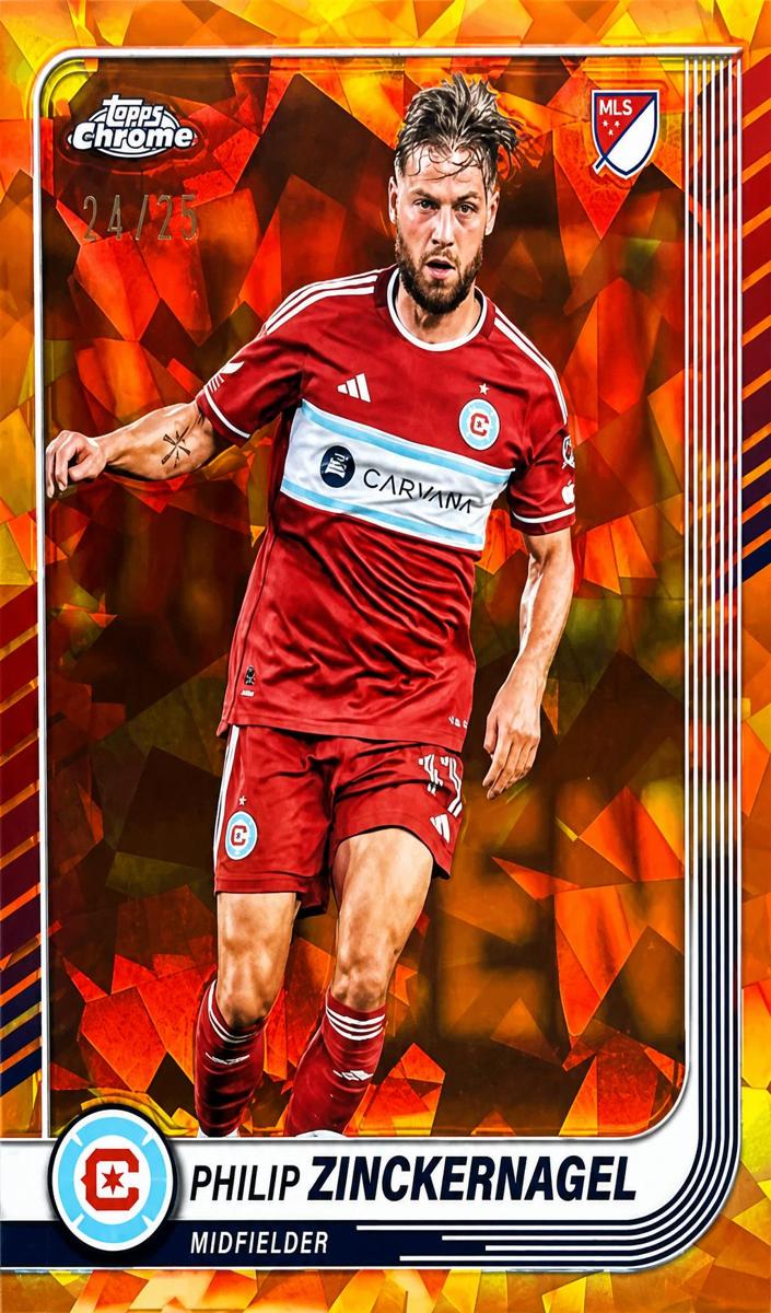 2025 Topps Chrome Sapphire MLS Soccer Orange Philip Zinckernagel #92