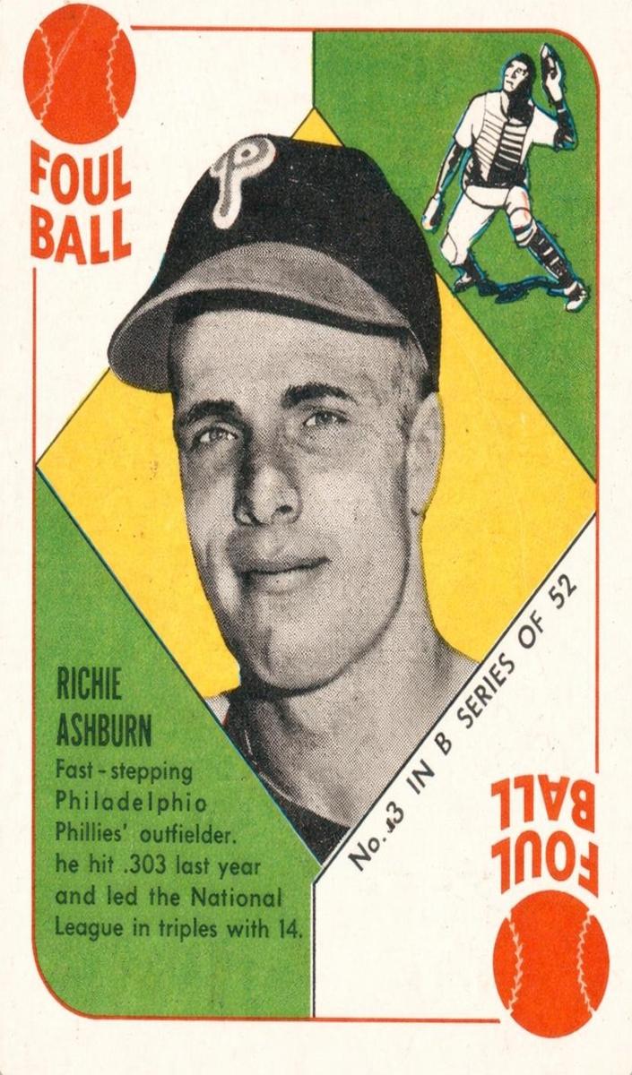 1951 Topps Blue Backs Baseball Richie Ashburn #3