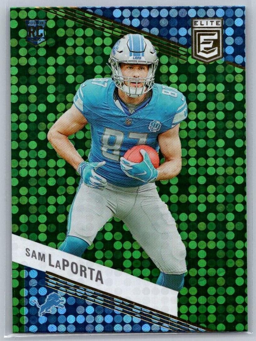 2023 Donruss Elite Football Green Disco Sam LaPorta #180 PSA 10