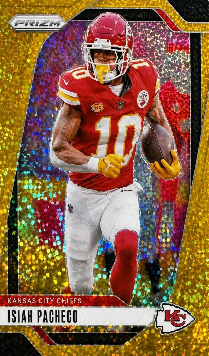 2024 Panini Prizm Football Gold Sparkle Isiah Pacheco #139 PSA 10