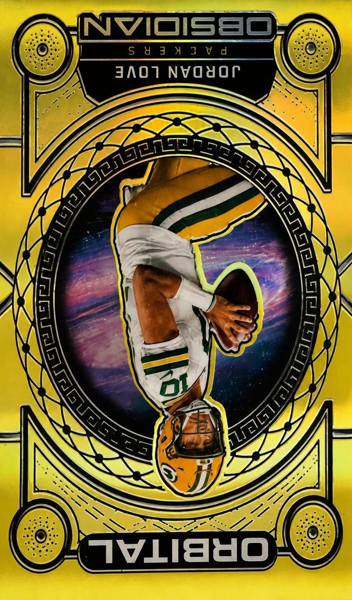 2023 Panini Obsidian Football Asia Electric Etch Gold Flood Jordan Love #38