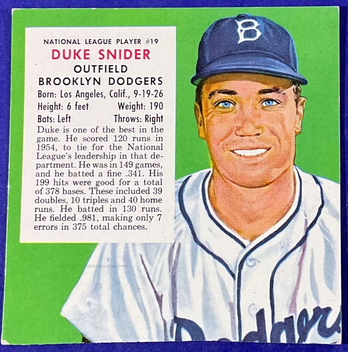 1955 Red Man Tobacco Baseball Duke Snider #19