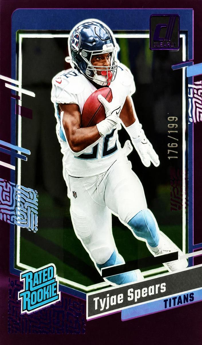2023 Panini Clearly Donruss Football Purple Tyjae Spears #88 PSA 9