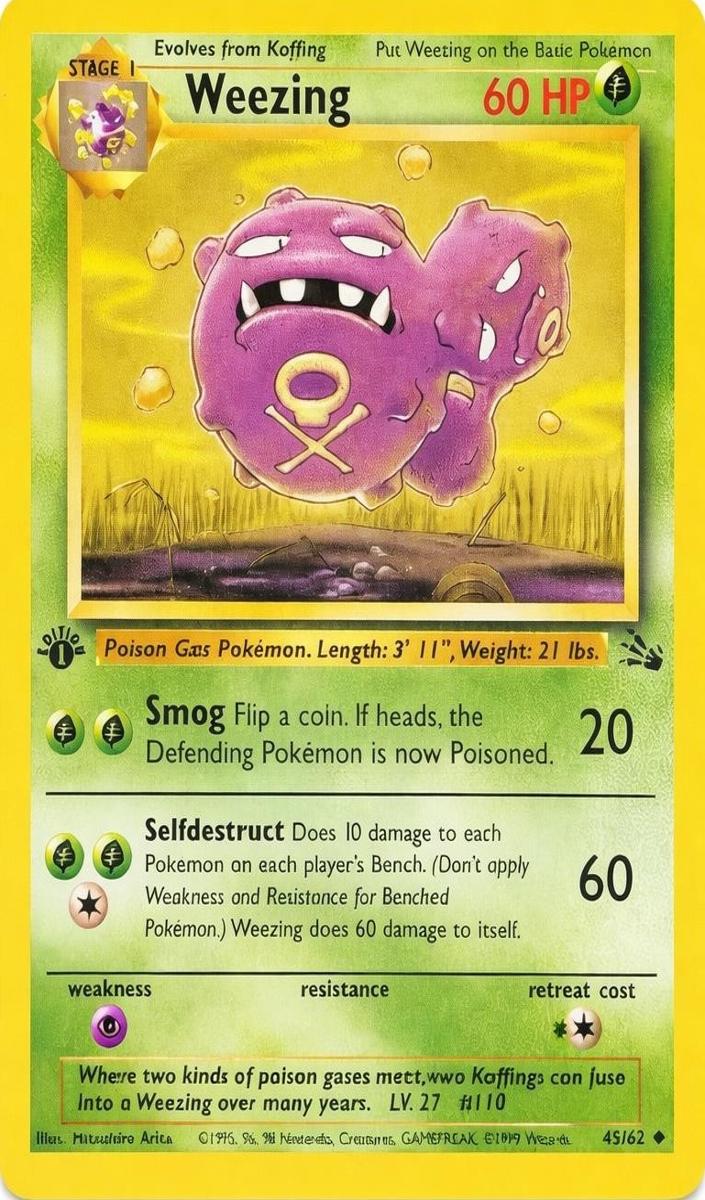 1999 Pokemon Fossil 1st Edition Weezing #45