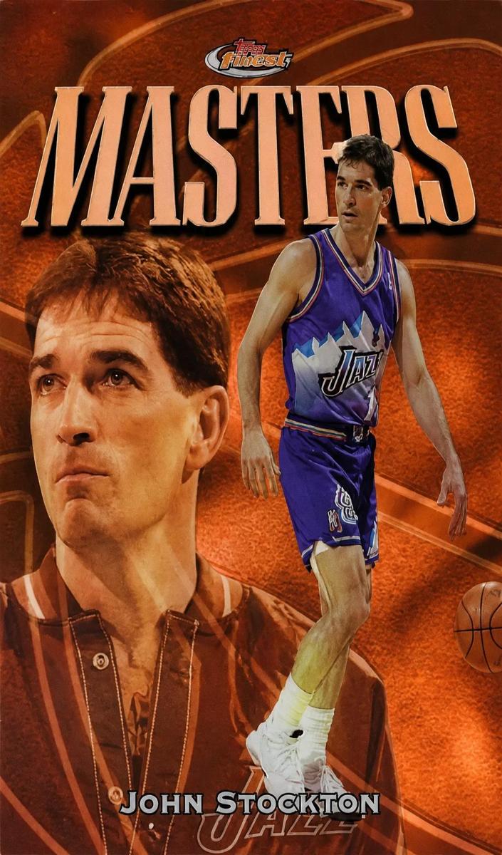 1997 Topps Finest Basketball Refractor John Stockton #33