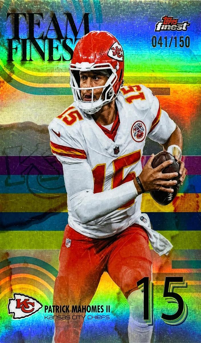 2025 Topps Finest Football Sky Blue Refractor Patrick Mahomes II #TF-3