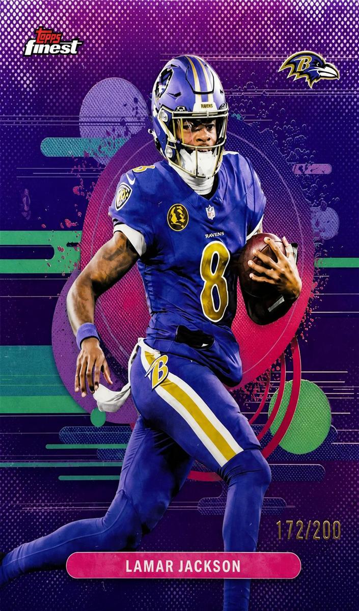 2025 Topps Finest Football Purple Refractor Lamar Jackson #124