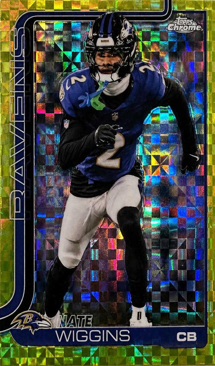 2025 Topps Chrome Football Lime Green X-Fractor Nate Wiggins #28
