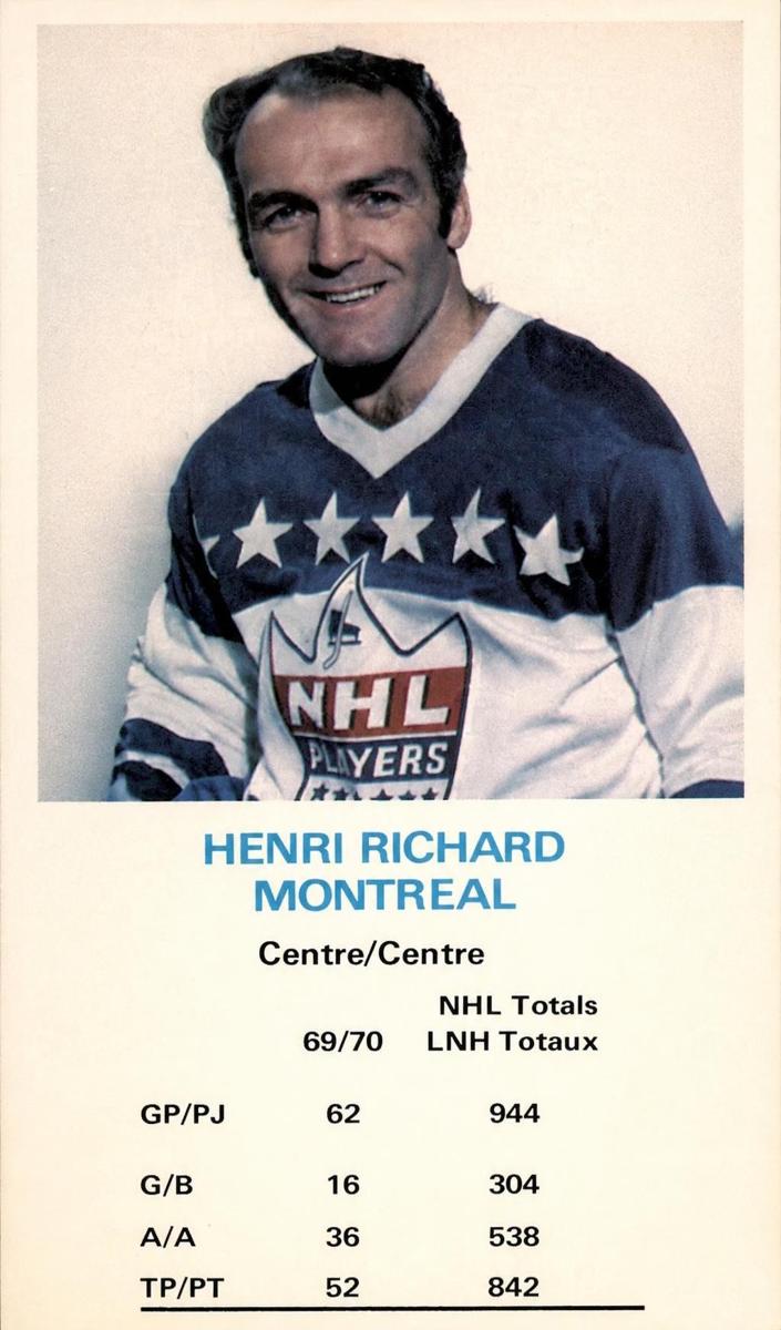 1970 Dad's Cookies Hockey Henri Richard #NNO PSA 9